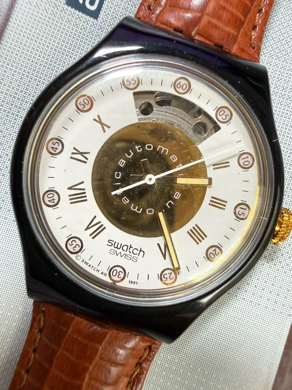 NOS 1991 Swatch Automatic Swiss Watch Unworn New in Box Vintage 23 Jewel